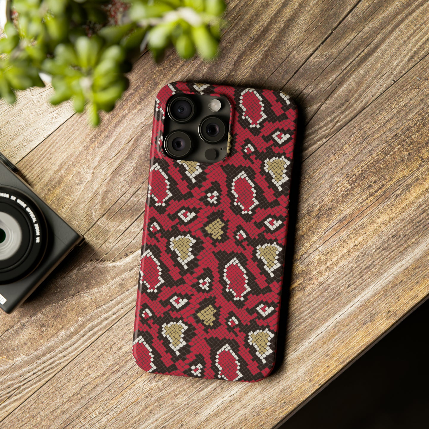 Red Snake Skin Snap Case