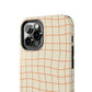 Soft Beige Dizzy Grid Tough iPhone Case