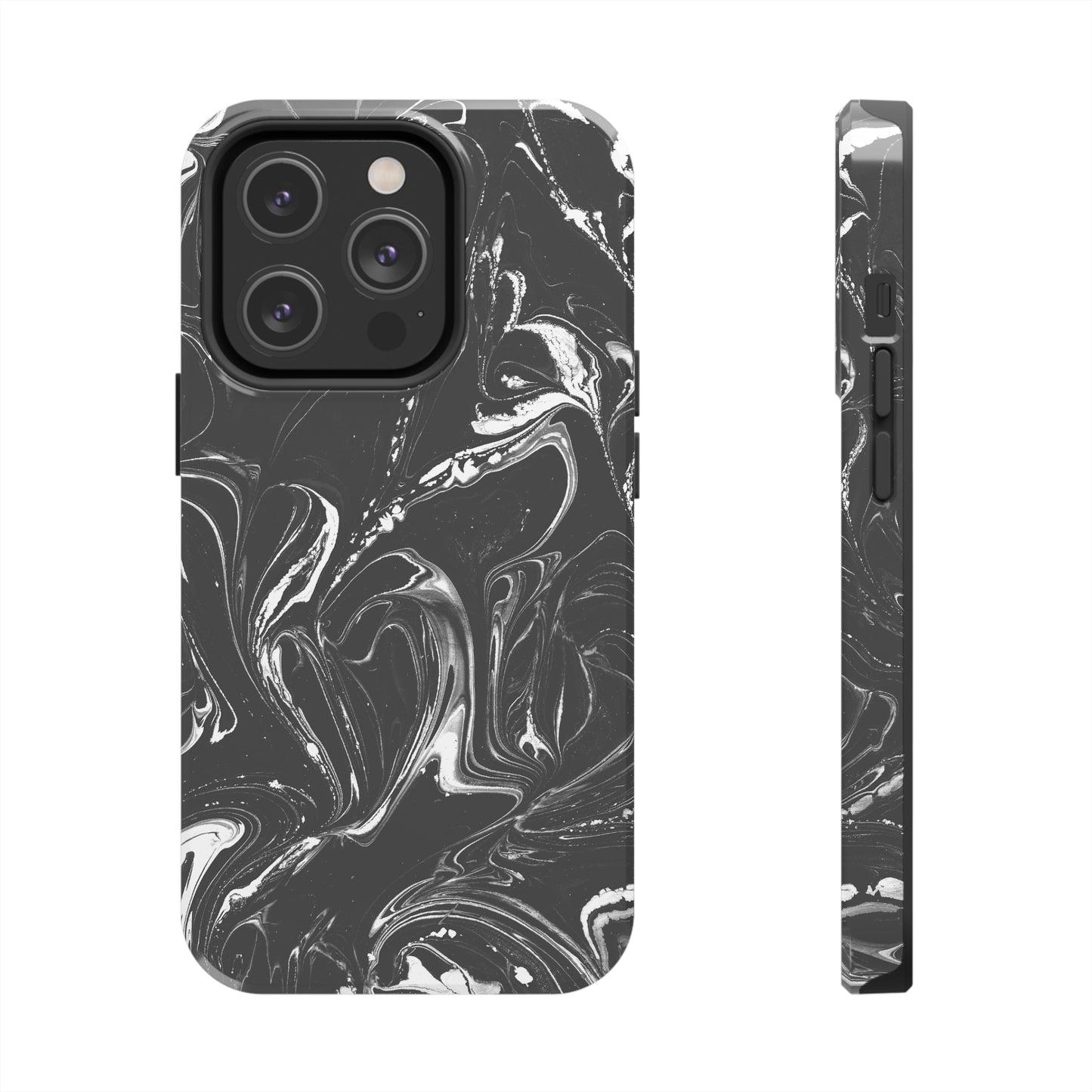 Grey & White liquid paint pattern Tough Case