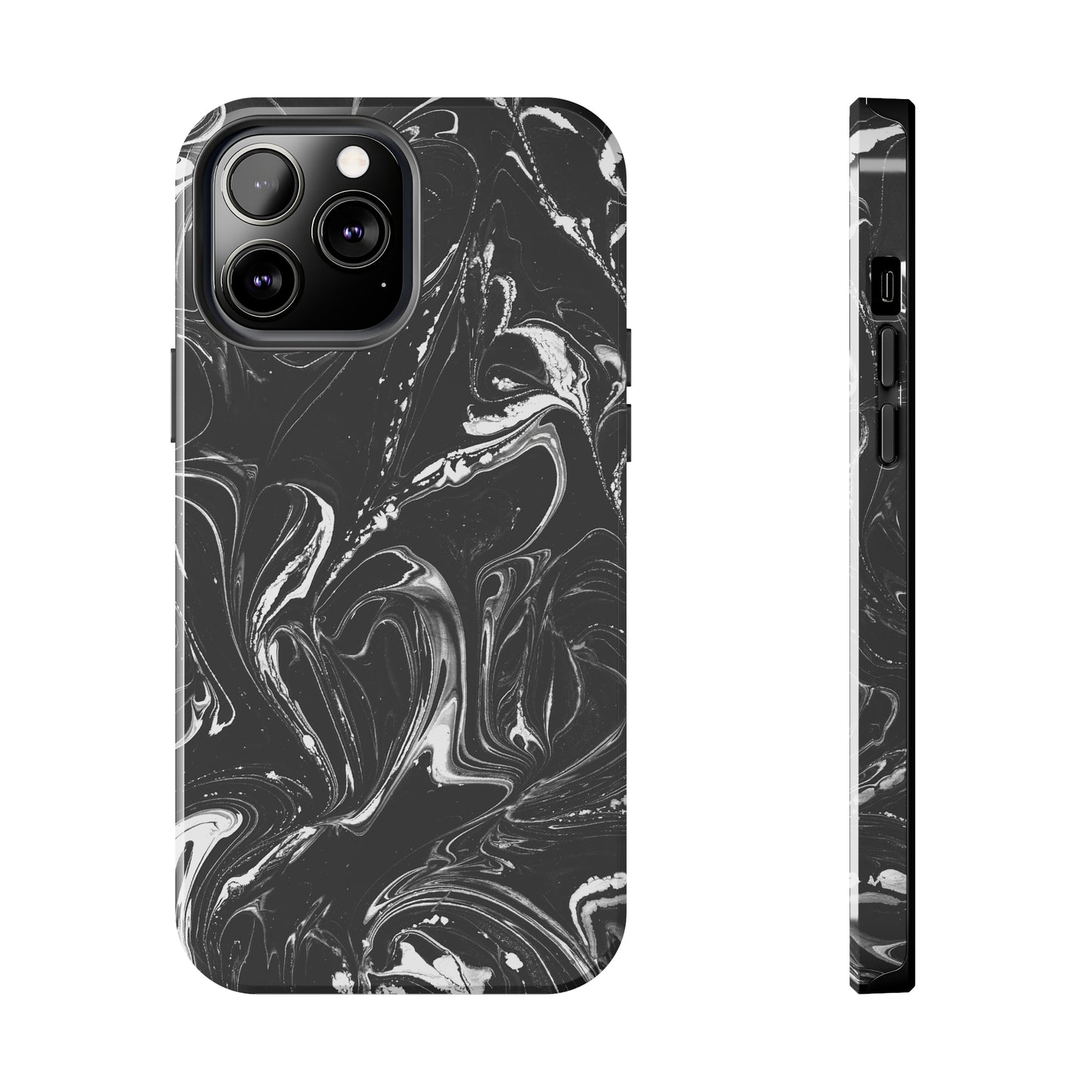 Grey & White liquid paint pattern Tough Case