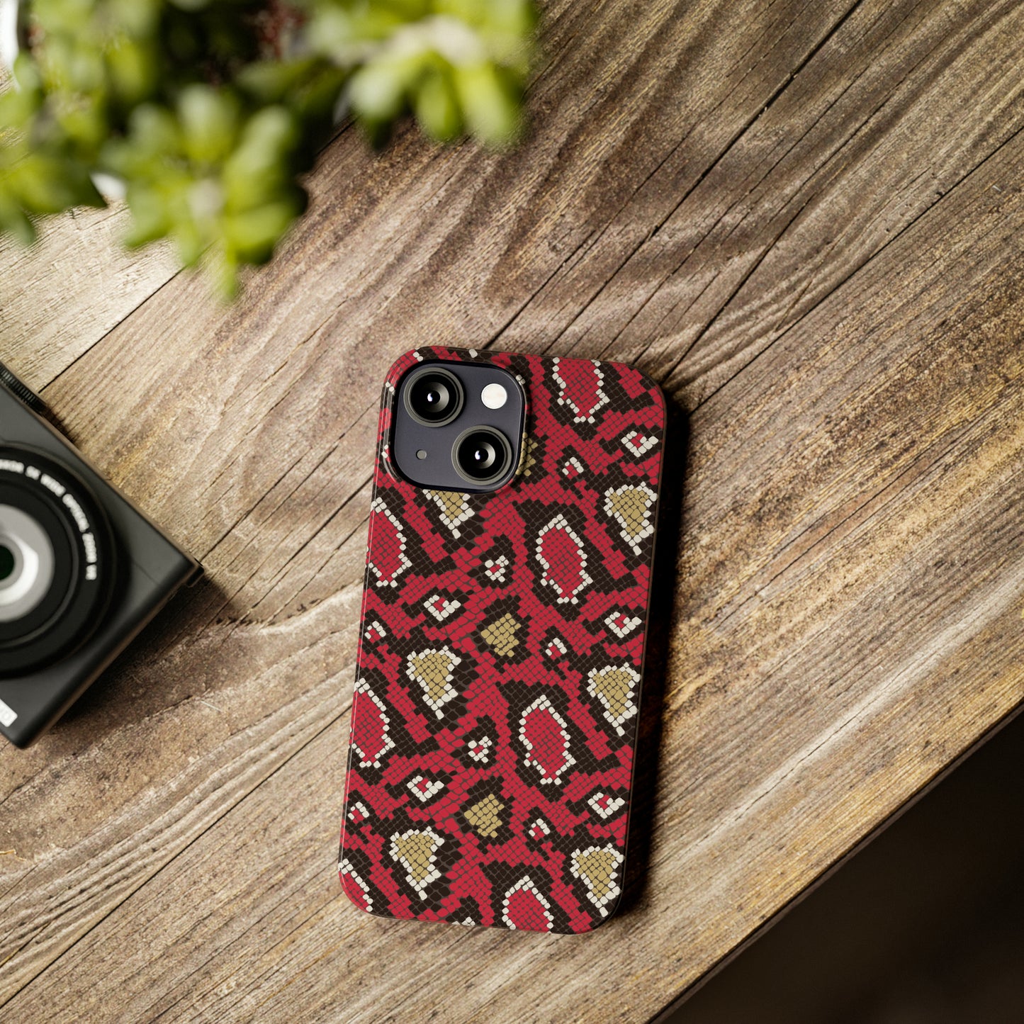 Red Snake Skin Snap Case