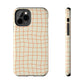 Soft Beige Dizzy Grid Tough iPhone Case