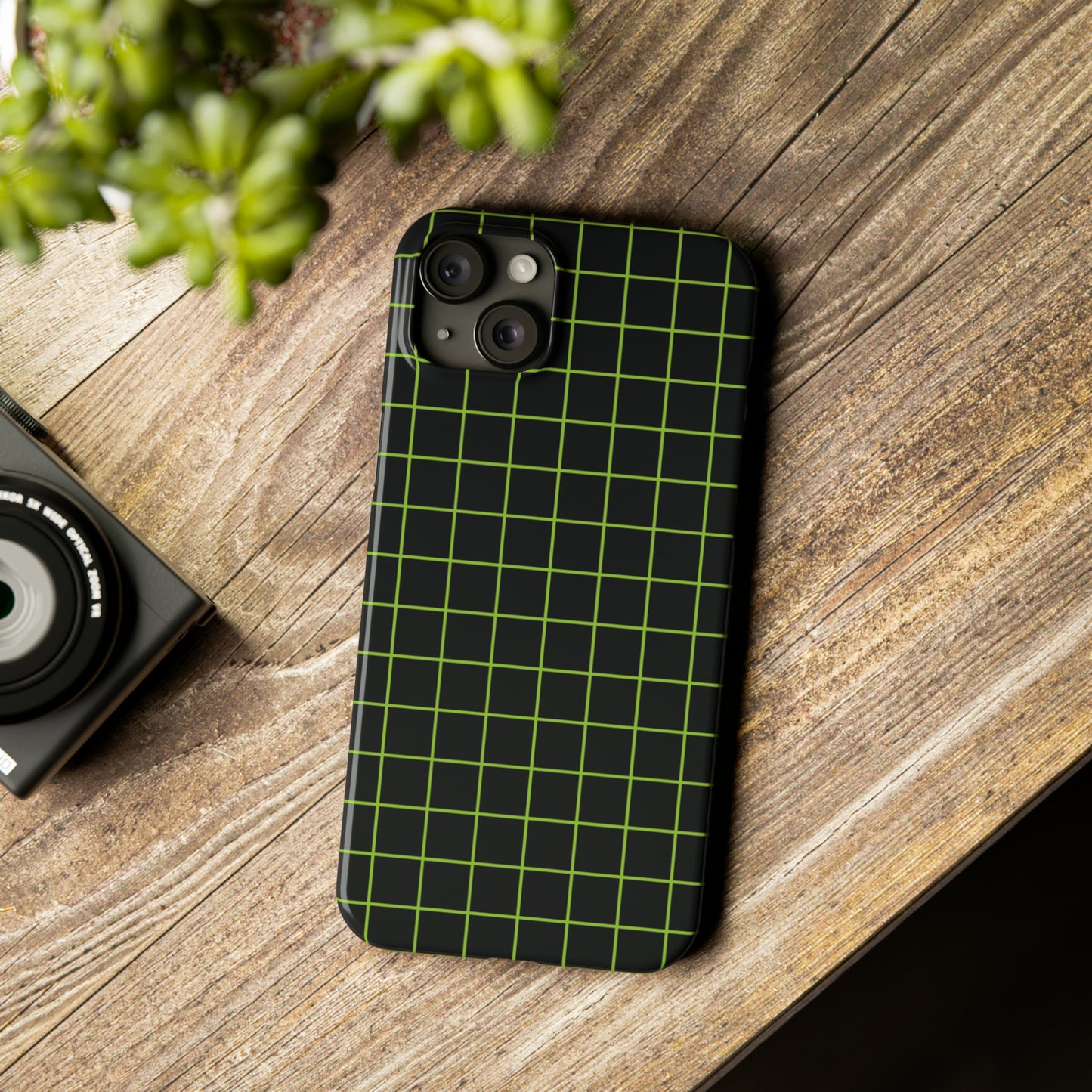 Green Grid Snap Case