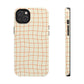 Soft Beige Dizzy Grid Tough iPhone Case