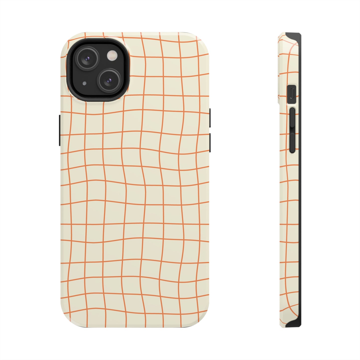 Soft Beige Dizzy Grid Tough iPhone Case