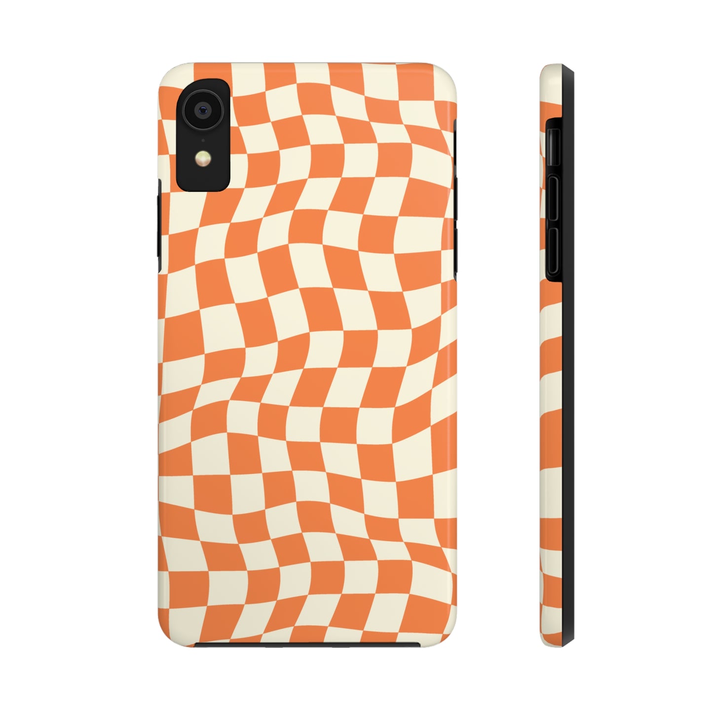 Retro Orange Peel Crazy Checkers Tough iPhone Case