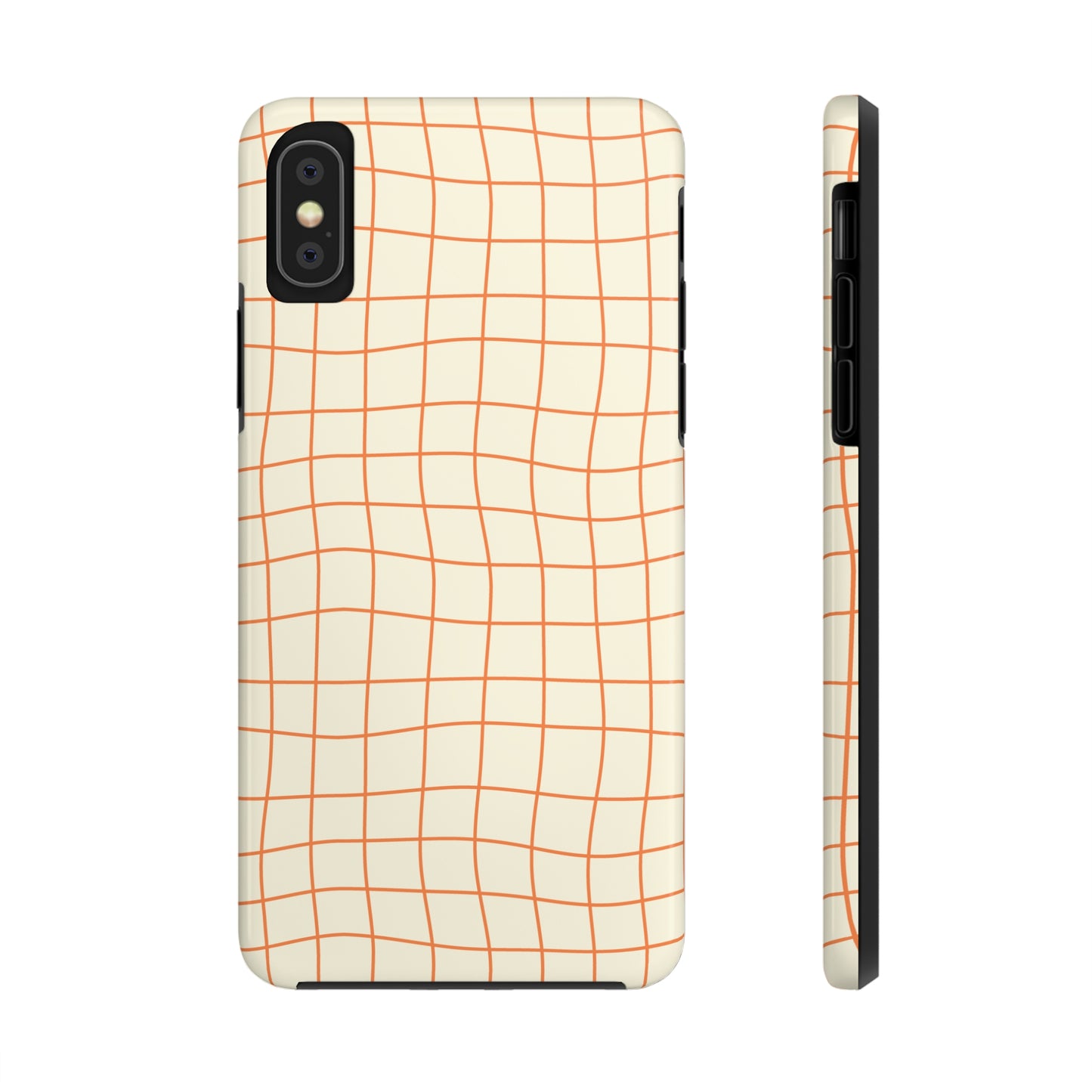 Soft Beige Dizzy Grid Tough iPhone Case