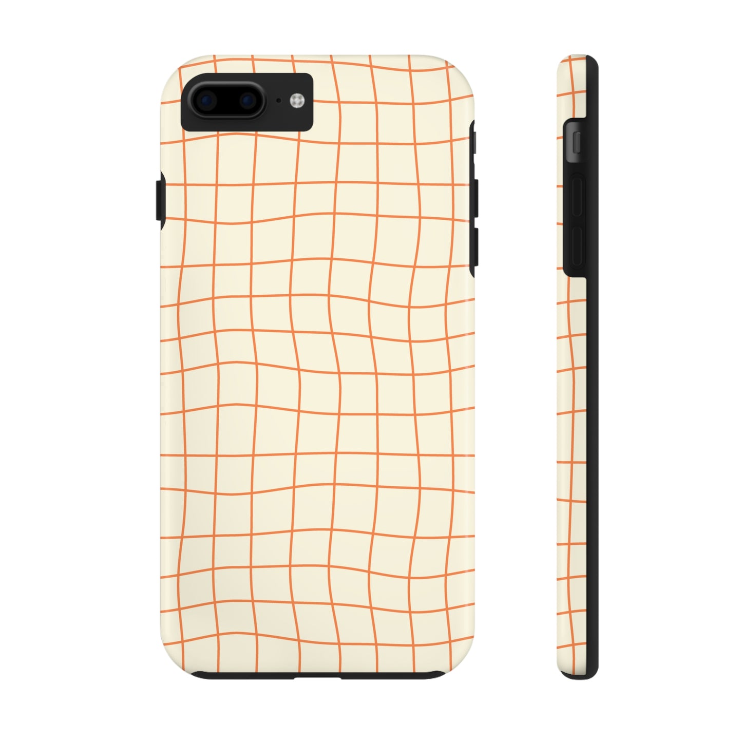 Soft Beige Dizzy Grid Tough iPhone Case