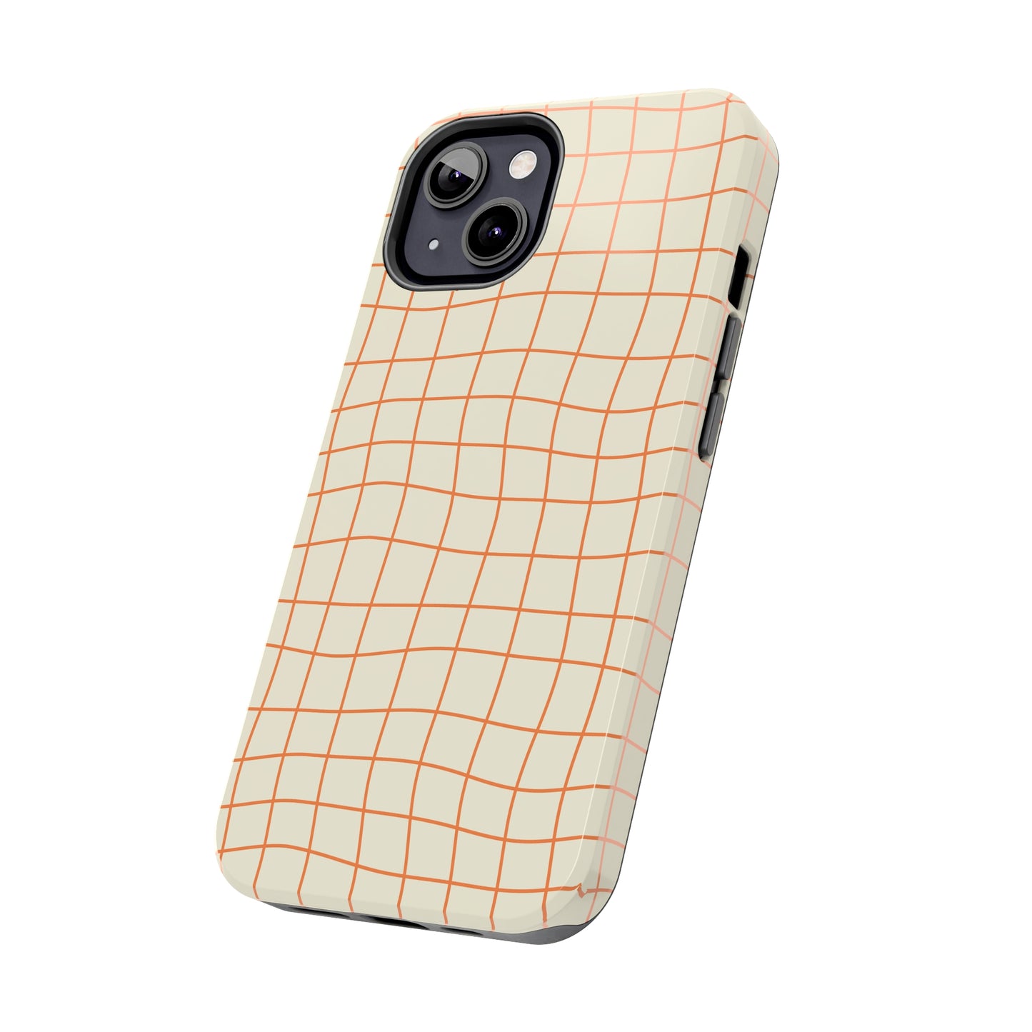 Soft Beige Dizzy Grid Tough iPhone Case