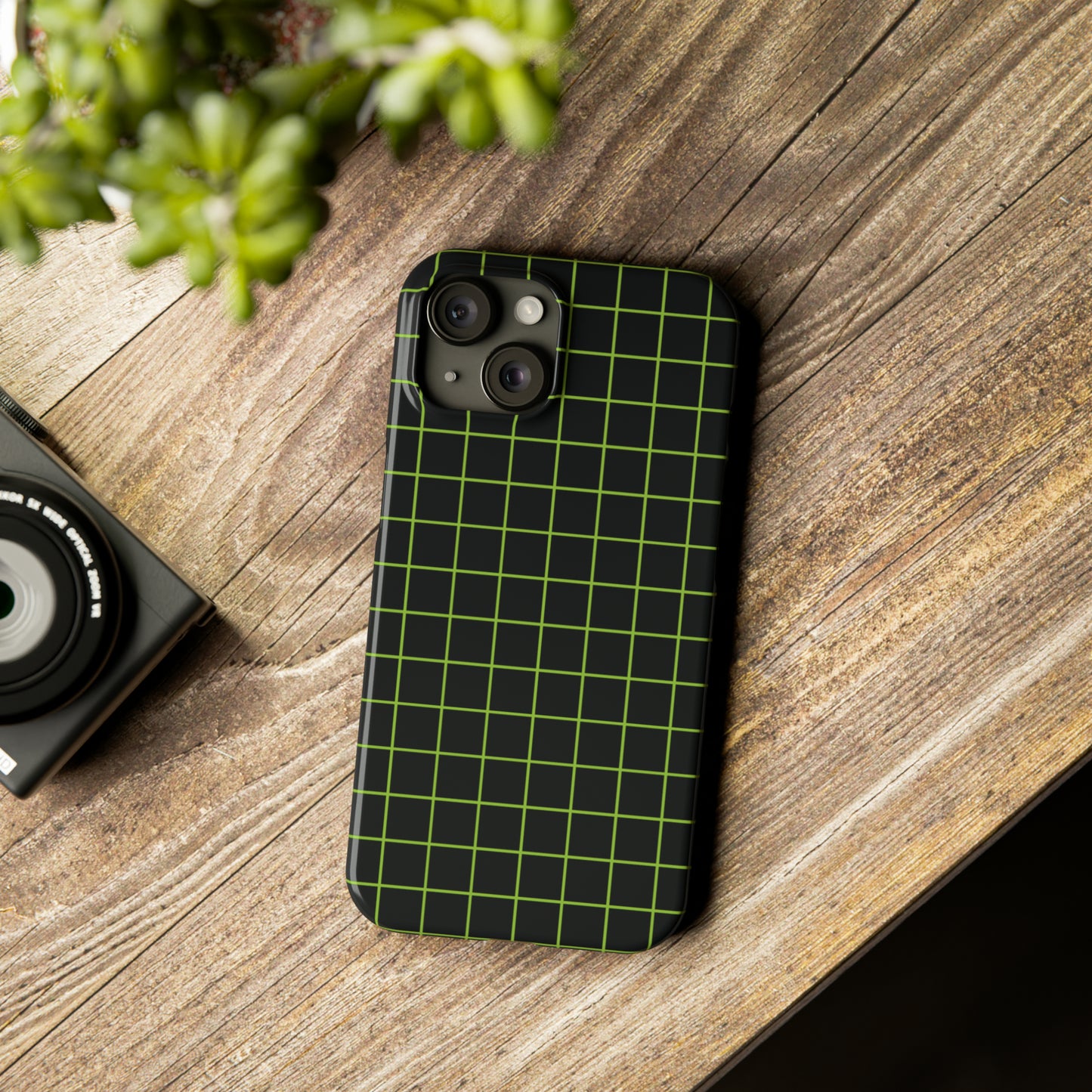 Green Grid Snap Case