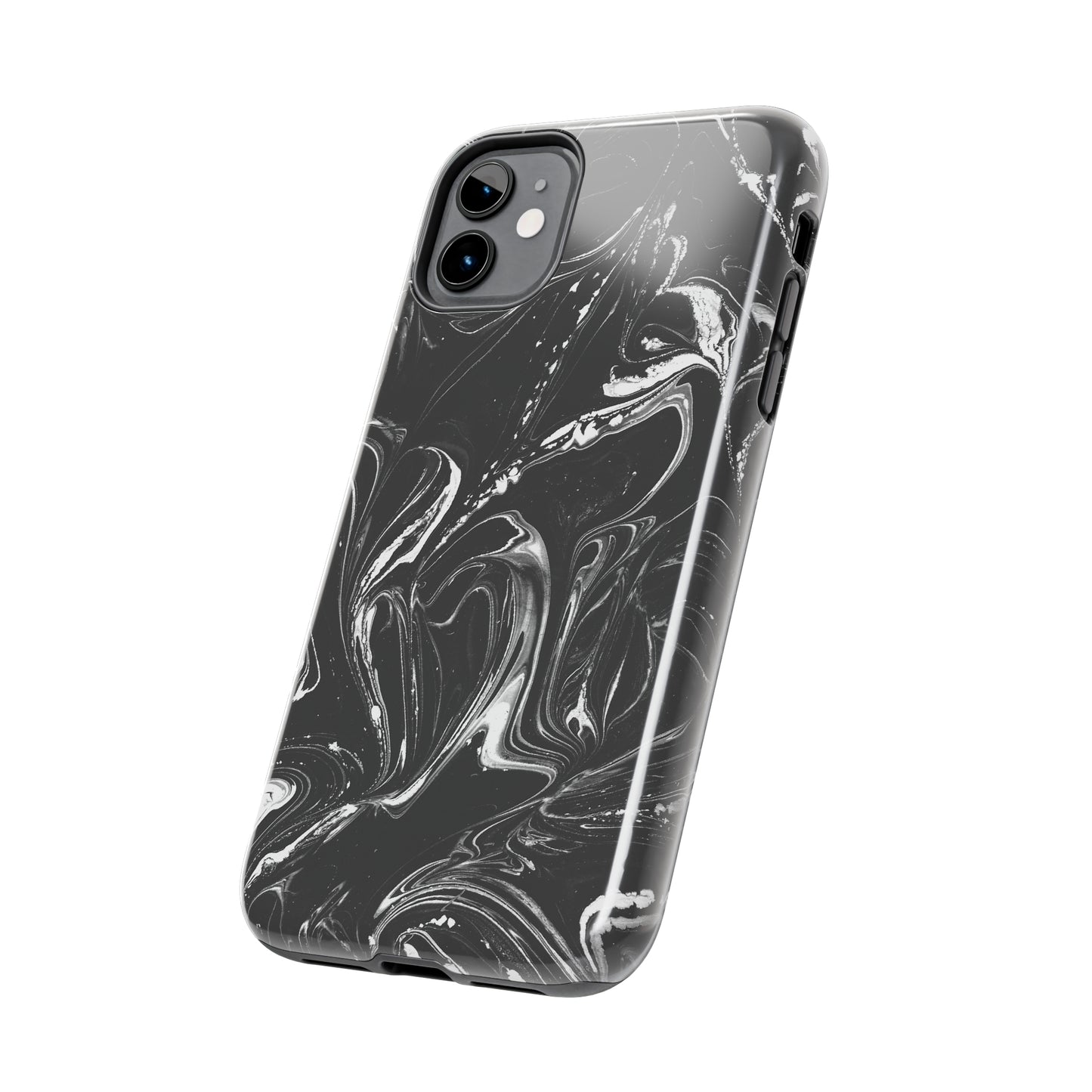 Grey & White liquid paint pattern Tough Case