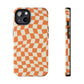 Retro Orange Peel Crazy Checkers Tough iPhone Case