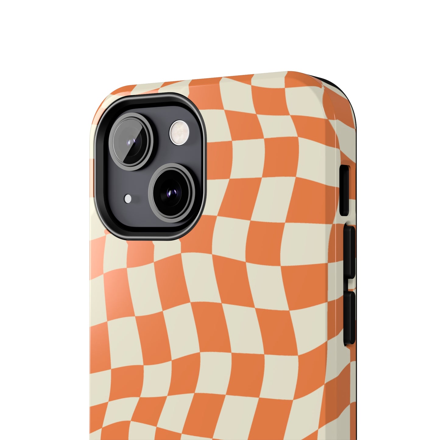 Retro Orange Peel Crazy Checkers Tough iPhone Case