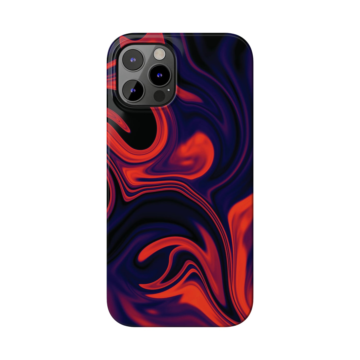 Orange & Navy blue  liquid marble pattern Snap Case