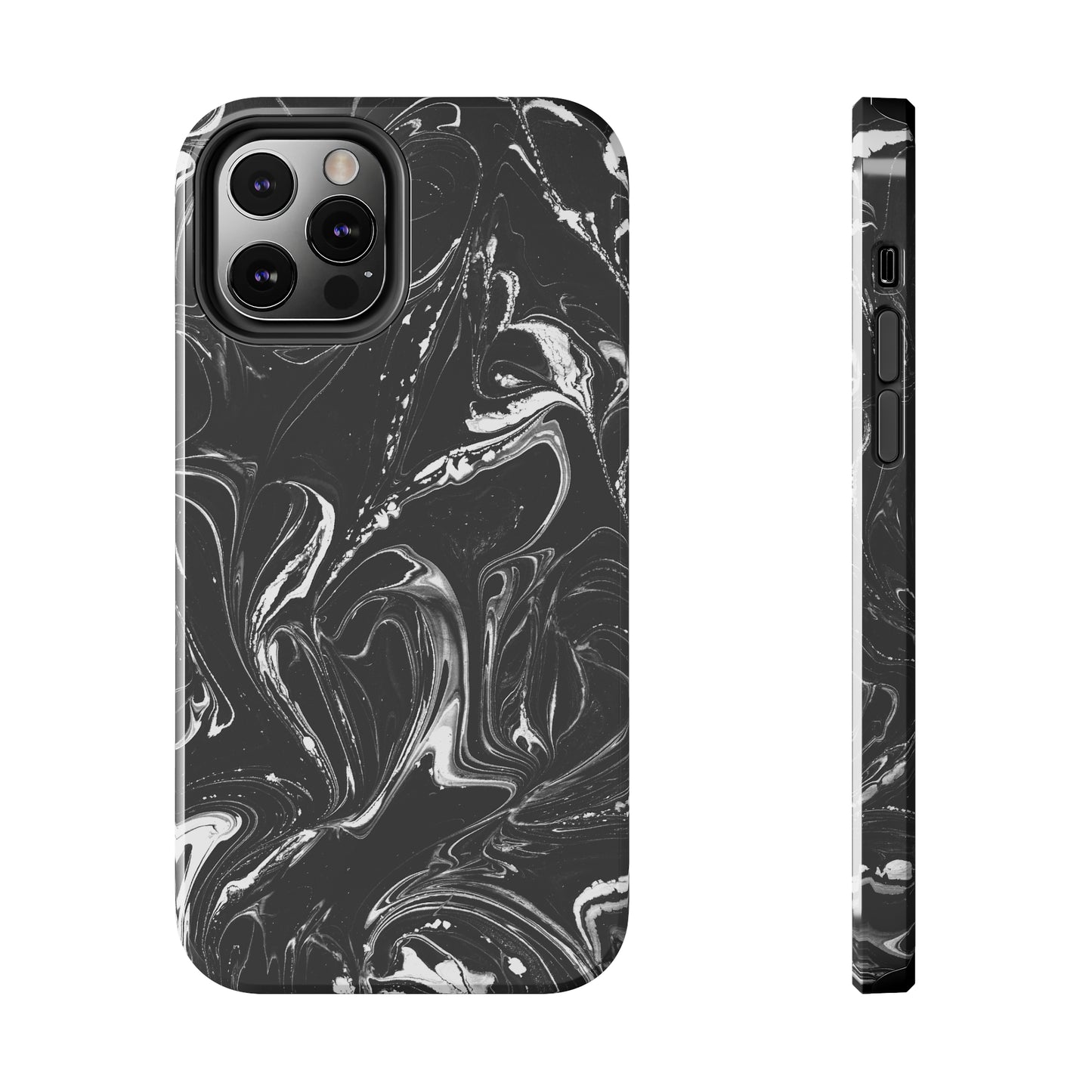 Grey & White liquid paint pattern Tough Case