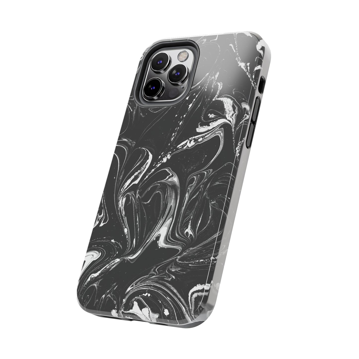 Grey & White liquid paint pattern Tough Case