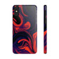 Orange & Navy blue  liquid marble pattern Snap Case