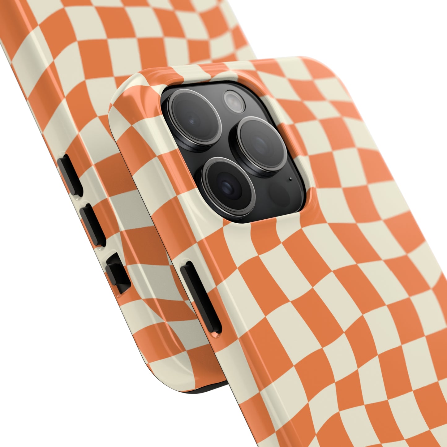 Retro Orange Peel Crazy Checkers Tough iPhone Case